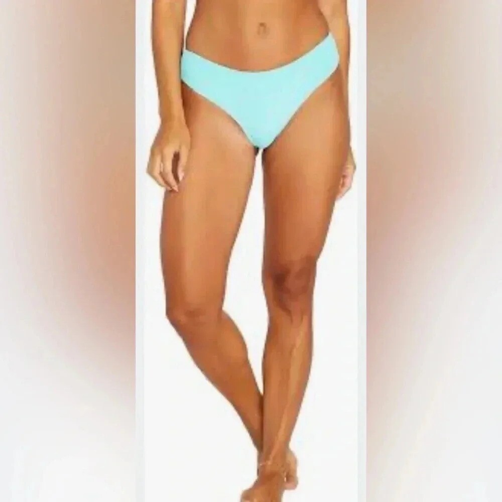 Volcom Women's Simply Soft Cheeky Bikini Swim Bottoms‎ Pale Aqua Large NWT